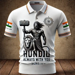 Hindu Always With You – Free Customized White Dry Fit Collar T-Shirt