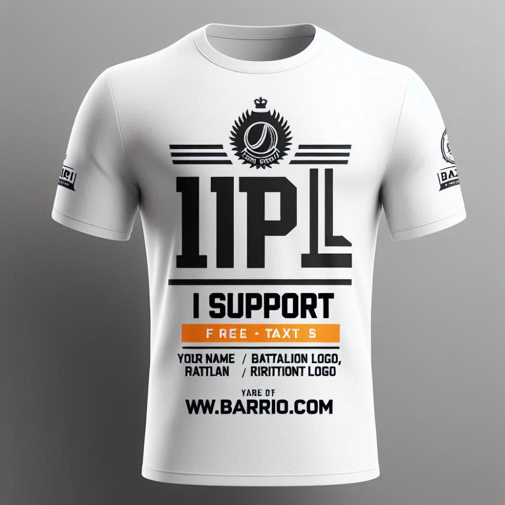 IPL I Support White Cotton T-Shirt - Customizable Dry-Fit Collar Tee