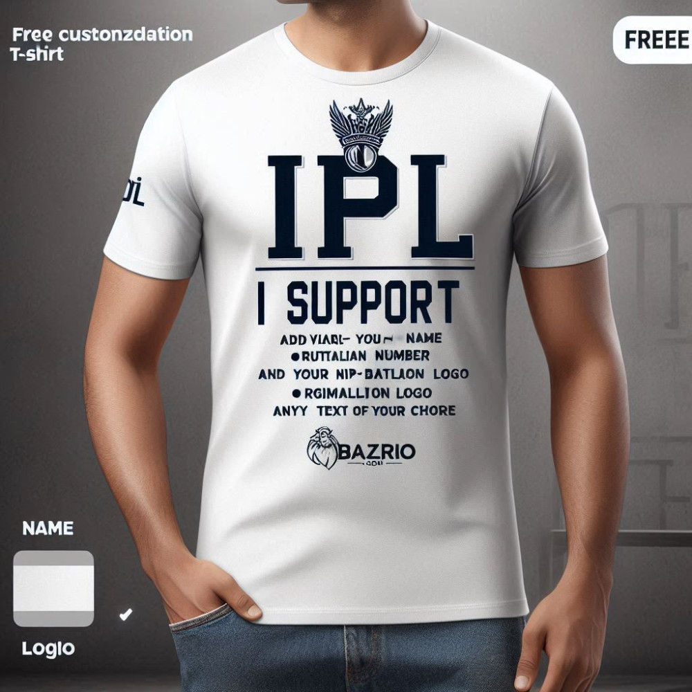 IPL I Support White Cotton T-Shirt - Customizable Dry-Fit Collar Tee