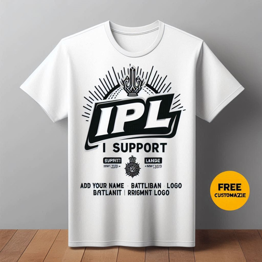 IPL I Support White Cotton T-Shirt - Customizable Dry-Fit Collar Tee