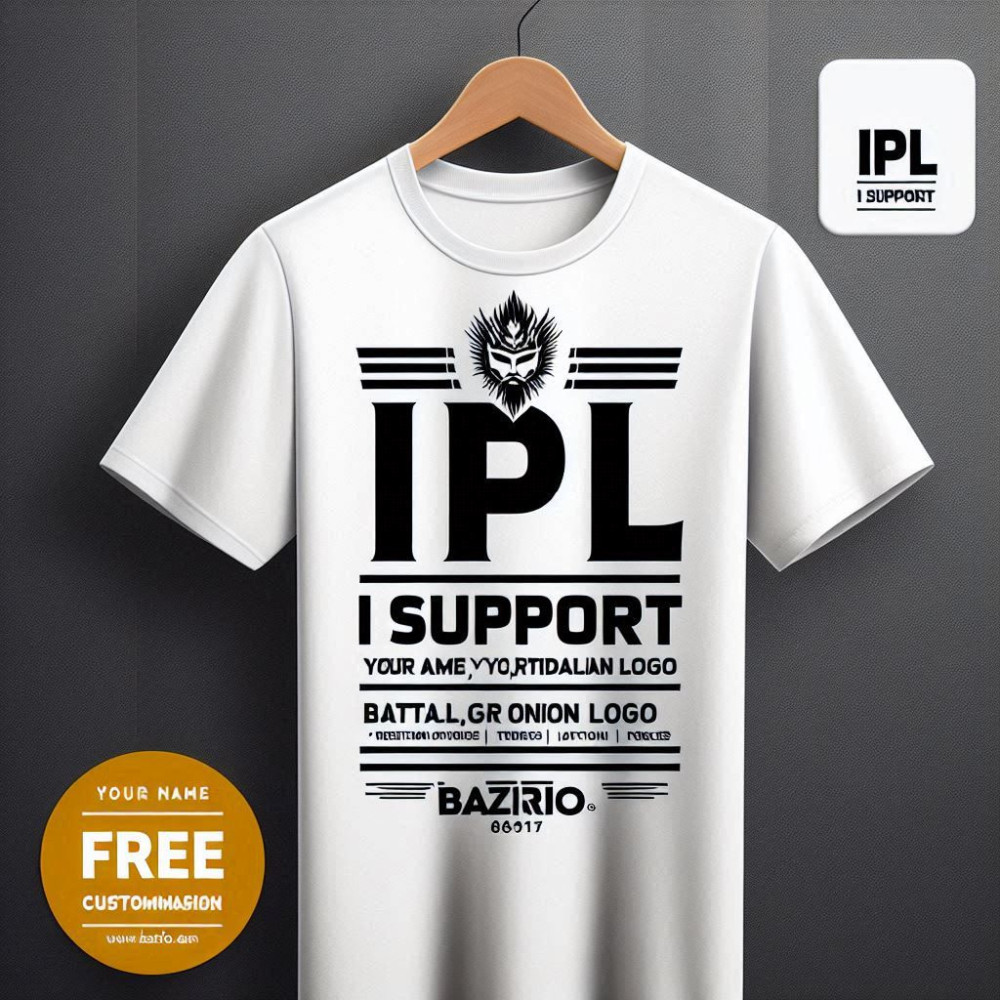 IPL I Support White Cotton T-Shirt - Customizable Dry-Fit Collar Tee