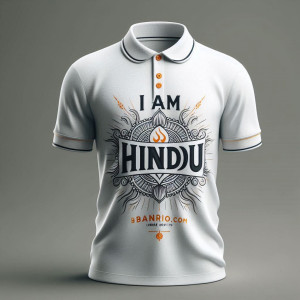 I am Hindu or My Name Printed White Customized Collar T-shirt, Dry-Fit