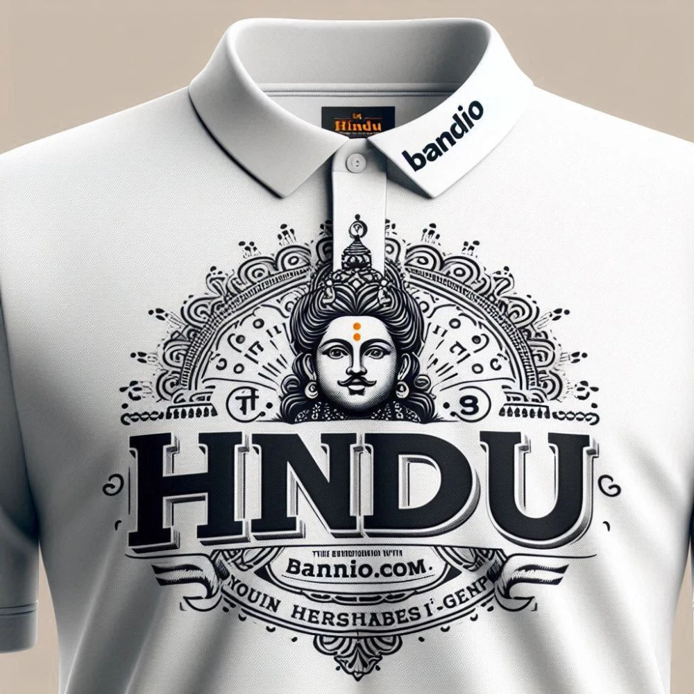 I am Hindu or My Name Printed White Customized Collar T-shirt, Dry-Fit