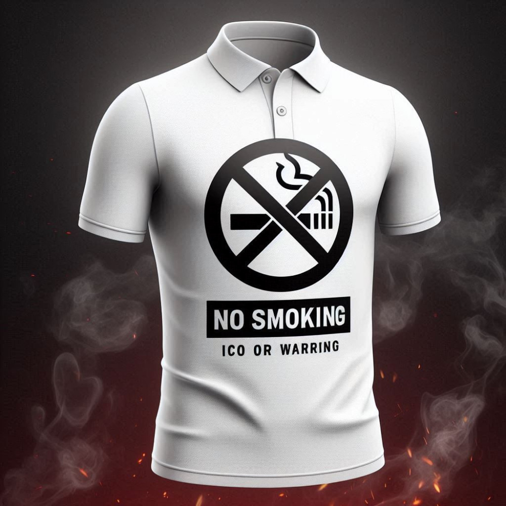 No Smoking / Custom Name Printed White Dry-Fit Collar T-Shirt