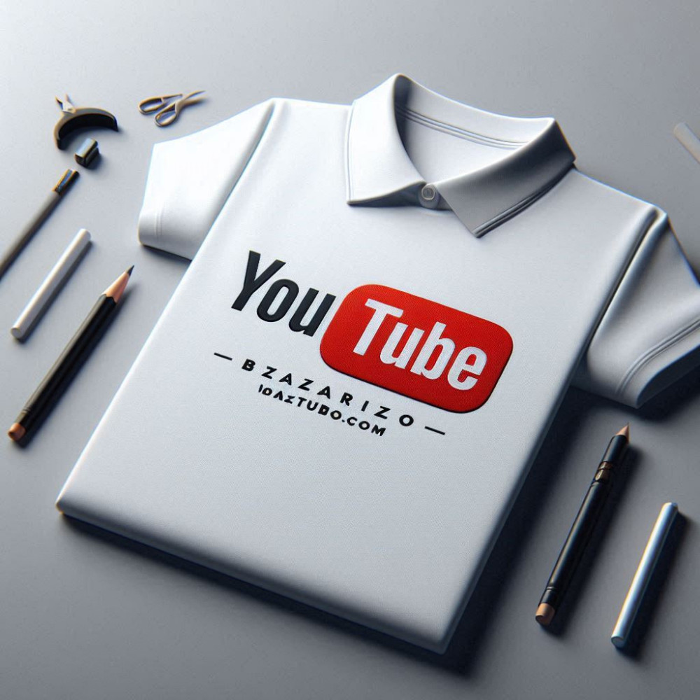 YouTube Logo or Channel Name Printed White Dry-Fit Collar T-Shirt – Customized