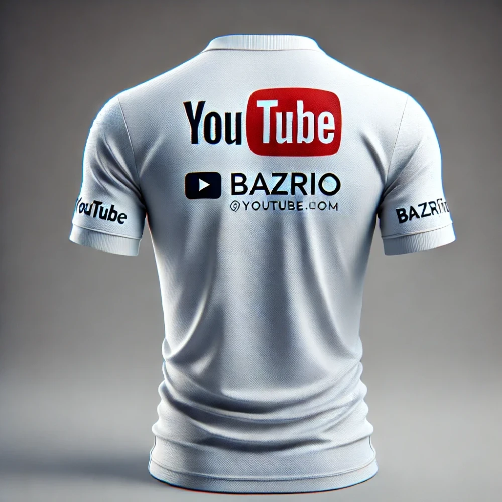 YouTube Logo or Channel Name Printed White Dry-Fit Collar T-Shirt – Customized