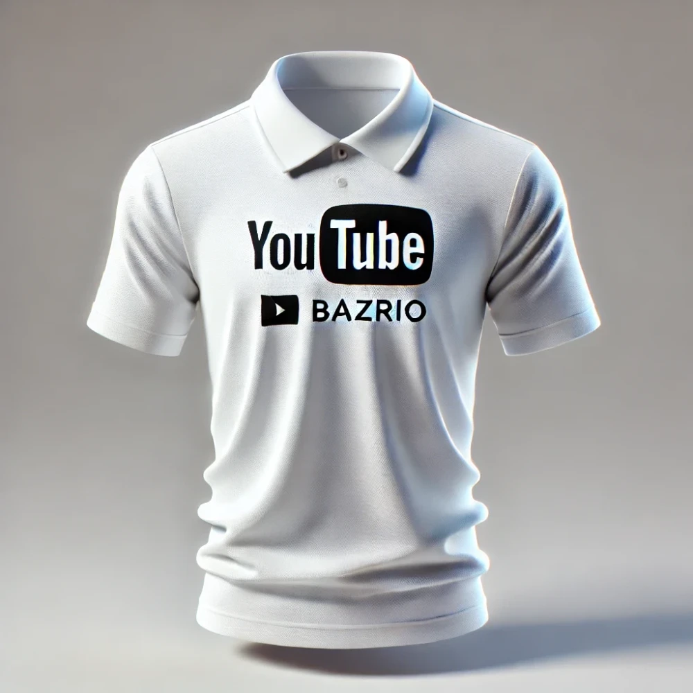 YouTube Logo or Channel Name Printed White Dry-Fit Collar T-Shirt – Customized