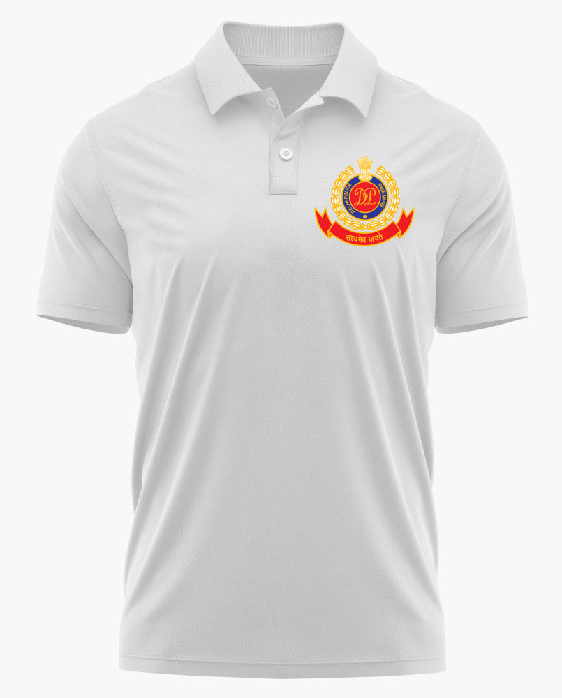 Delhi Police Logo Printed White Customized T-shirt