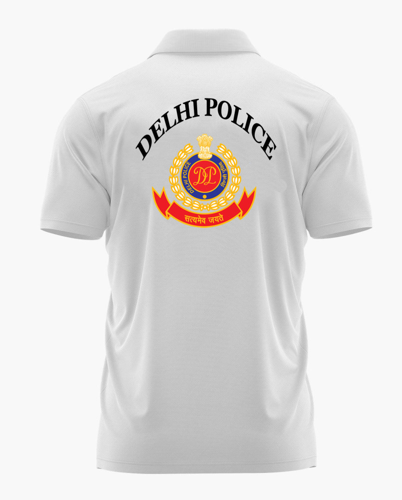 Delhi Police Logo Printed White Customized T-shirt