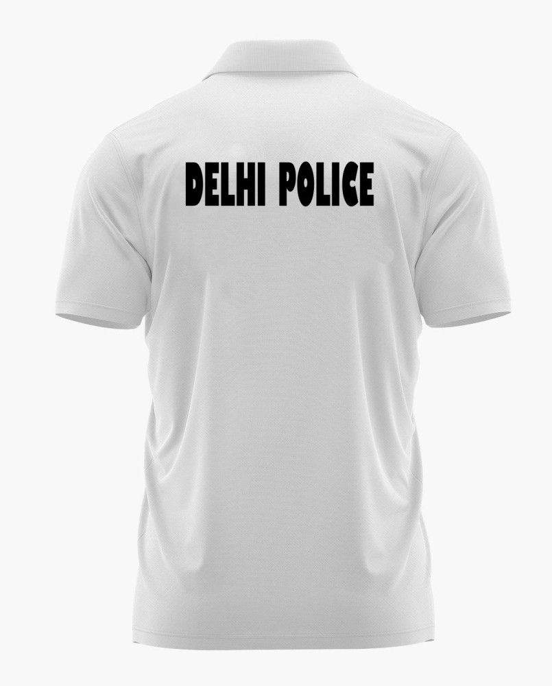 Delhi Police Logo Printed White Customized T-shirt