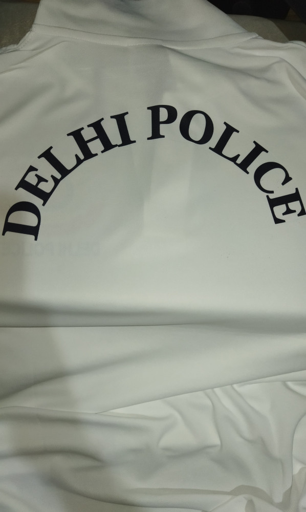 Delhi Police Logo Printed White Customized T-shirt