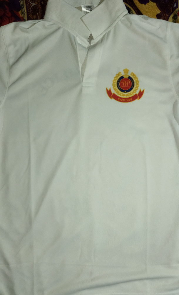 Delhi Police Logo Printed White Customized T-shirt