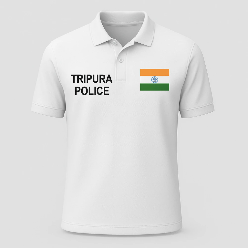 Tripura Police Official Dry-Fit Polo T-Shirt – Half Sleeve | Whit