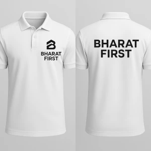 Bharat First – Patriotic White Polo T-Shirt