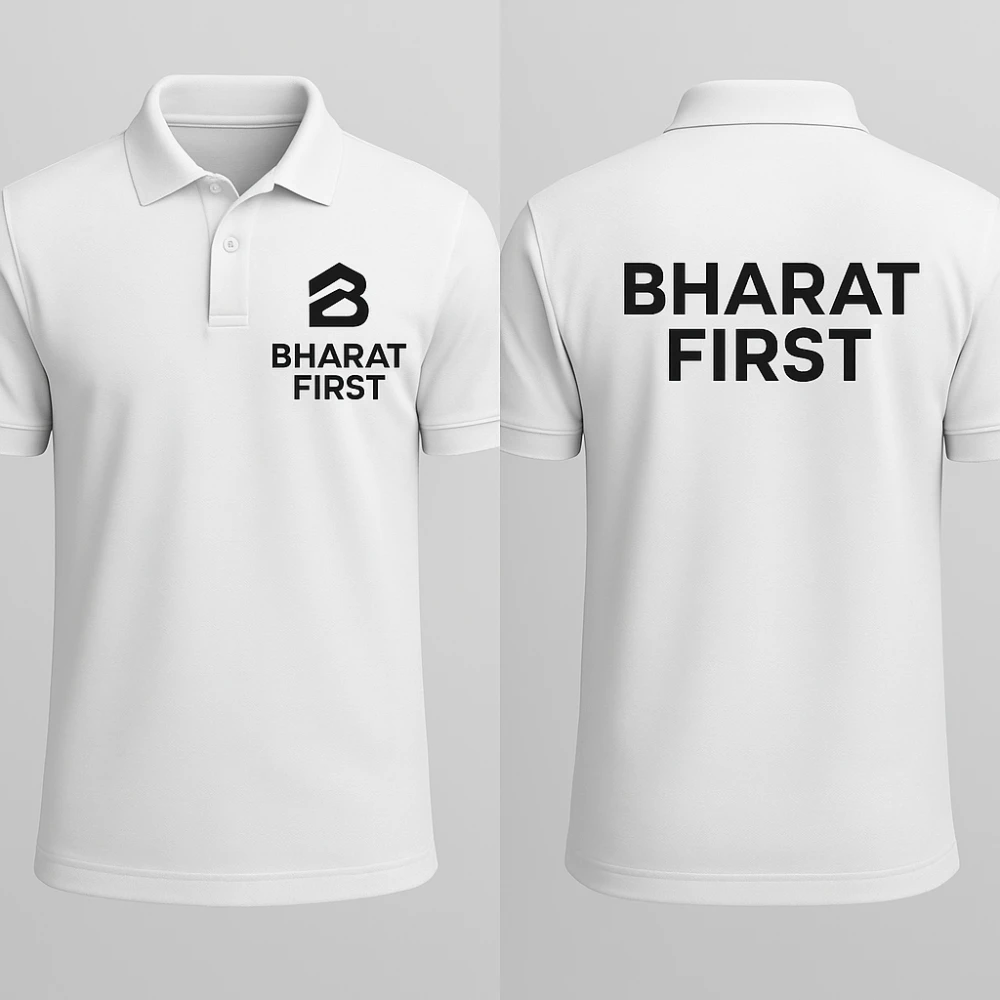 Bharat First – Patriotic White Polo T-Shirt