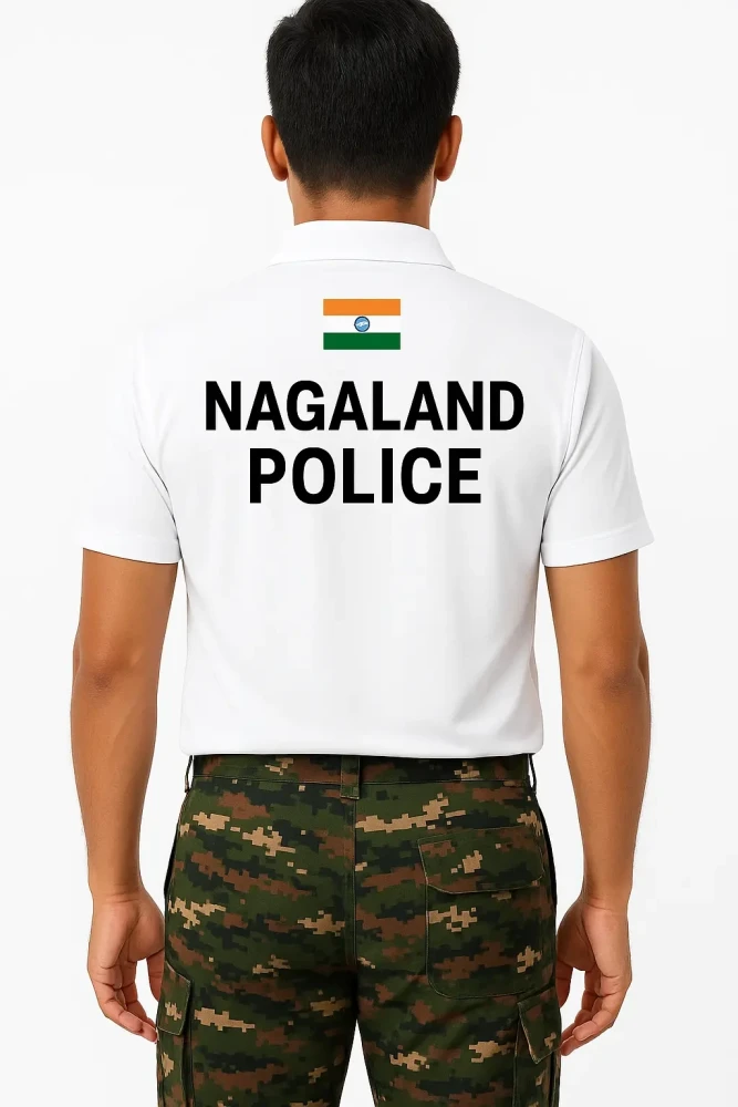 NAGALAND POLICE - Official Dry Fit White Polo Collar T-Shirt