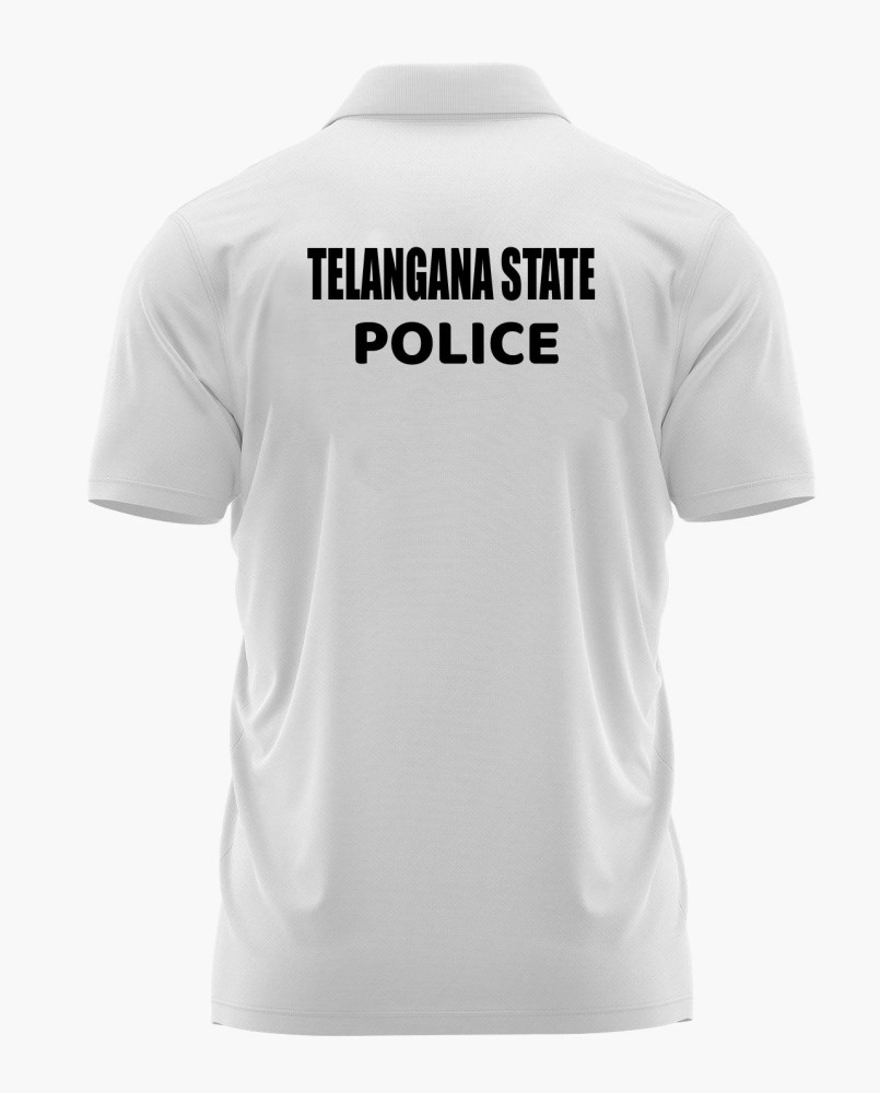 Telangana State Police Logo Printed White Customized T-shirt – Official Department Design