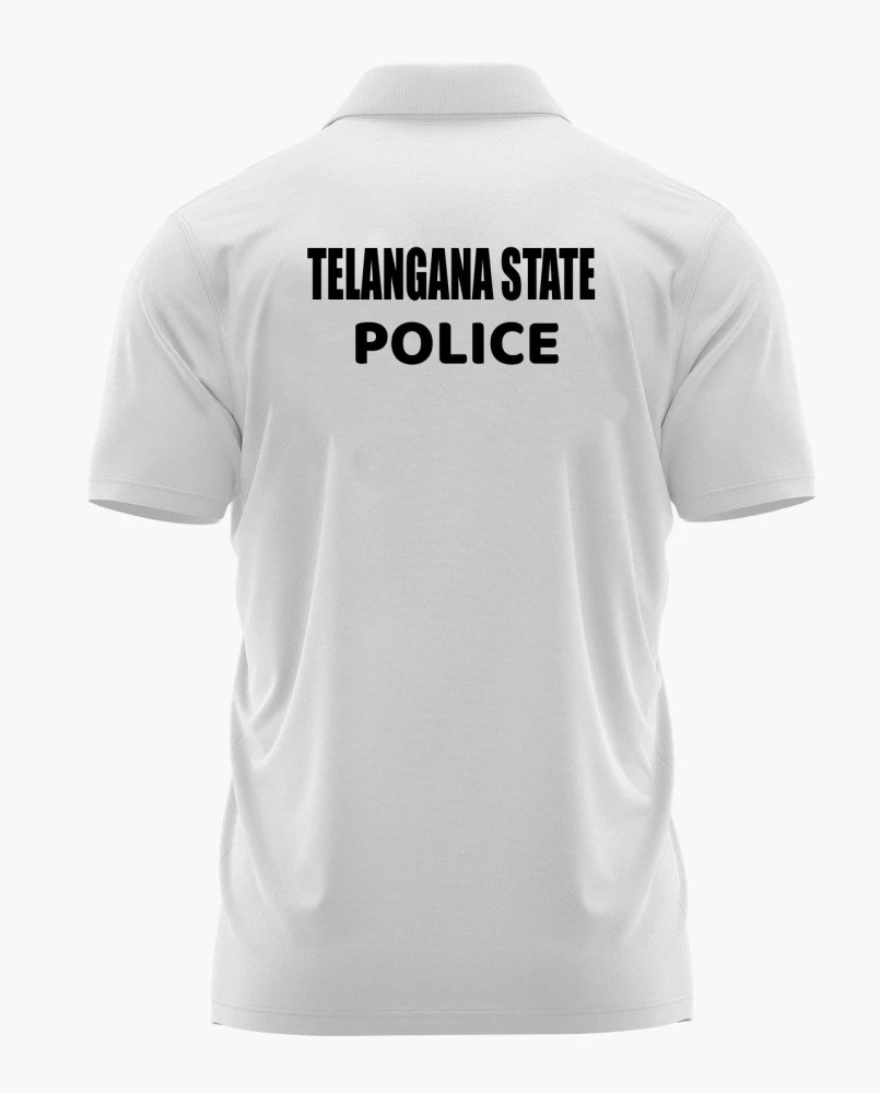 Telangana State Police Logo Printed White Customized T-shirt – Official Department Design