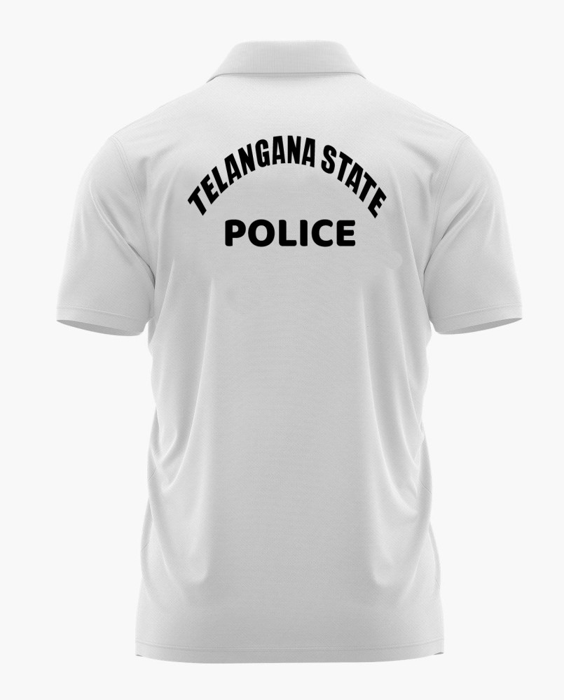 Telangana State Police Logo Printed White Customized T-shirt – Official Department Design