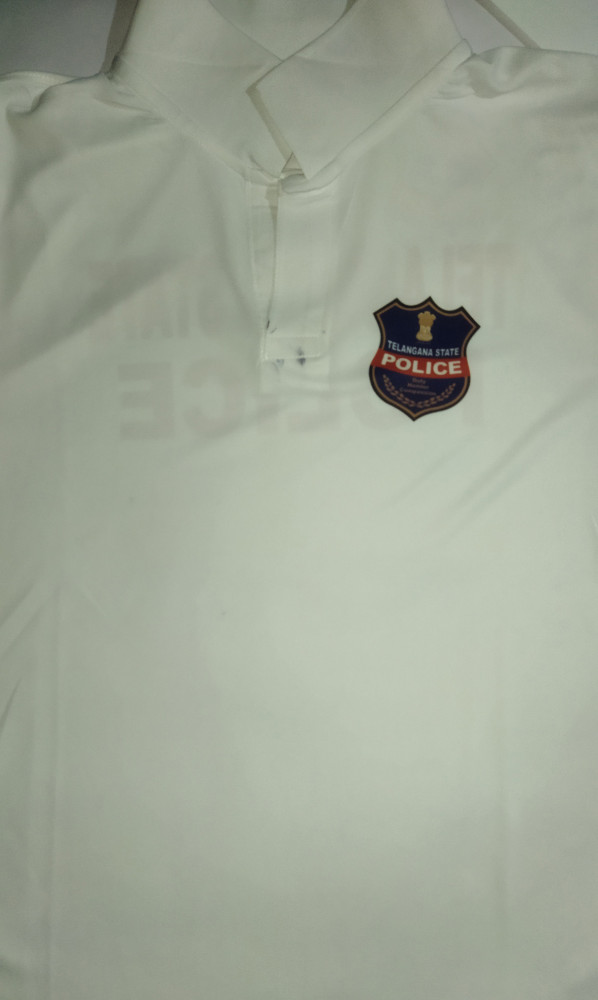 Telangana State Police Logo Printed White Customized T-shirt – Official Department Design