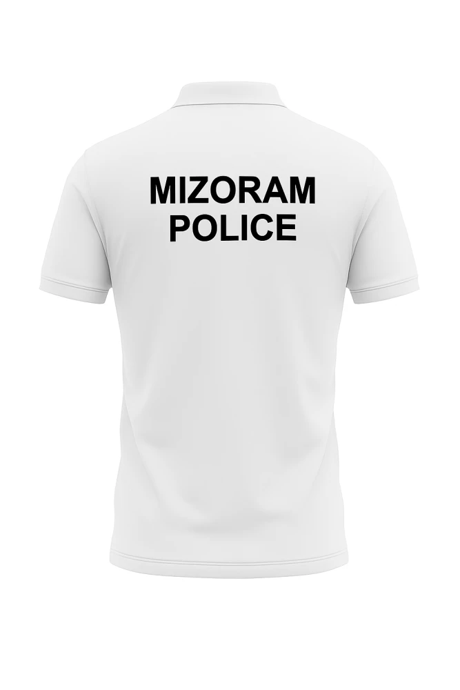Mizoram Police Official Dry-Fit Collar White T-Shirt with Indian Flag