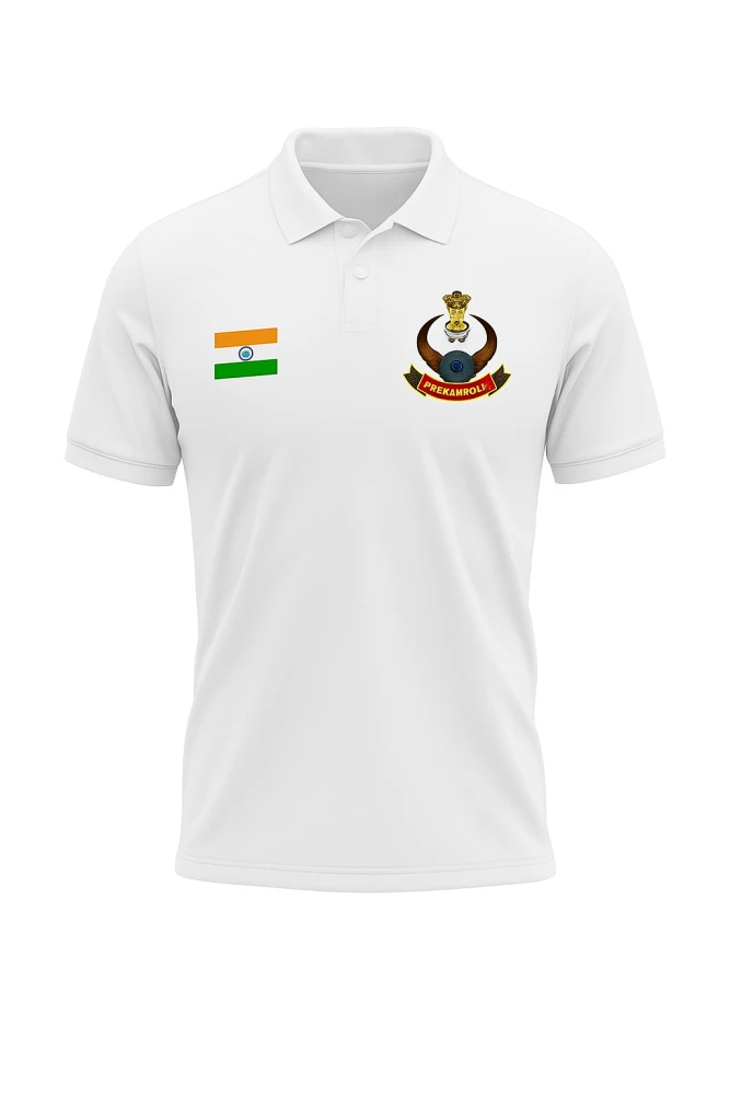 Mizoram Police Official Dry-Fit Collar White T-Shirt with Indian Flag