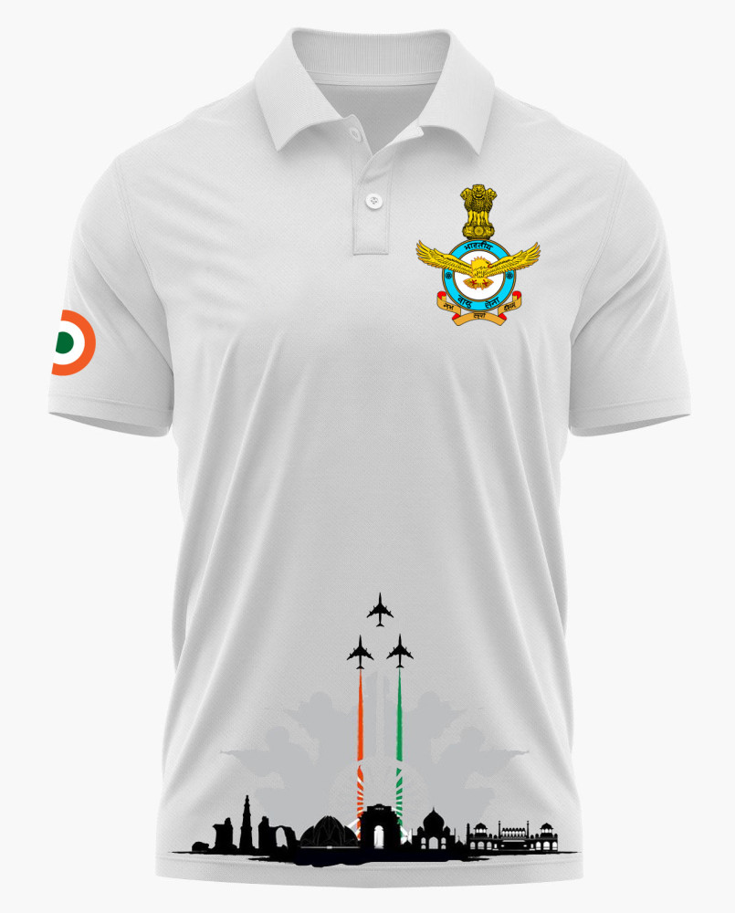 Indian Air Force (IAF) Logo Printed White Customized T-shirt