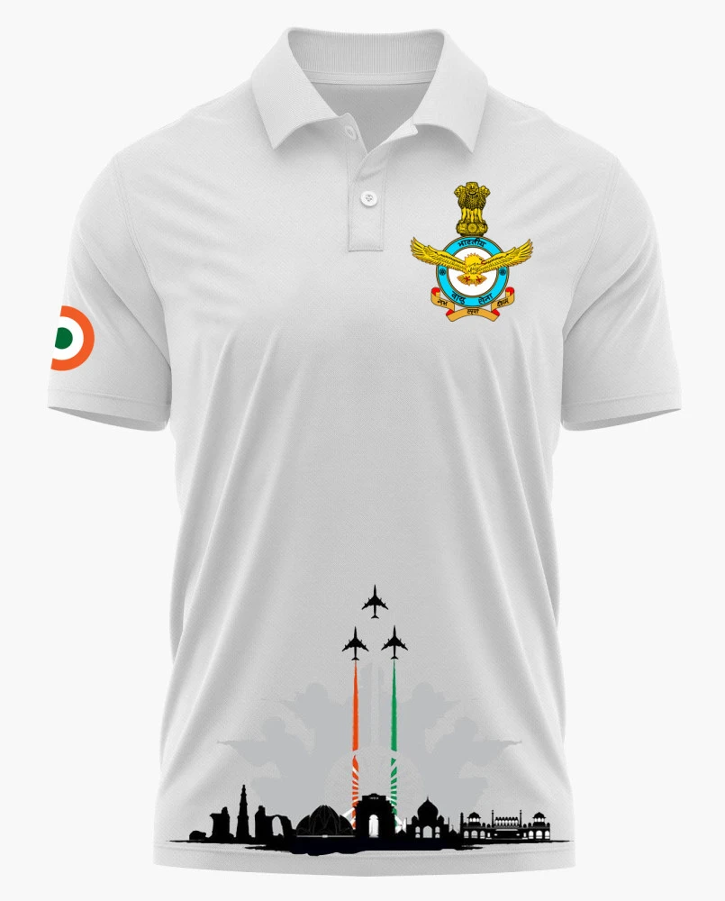 Indian Air Force (IAF) Logo Printed White Customized T-shirt