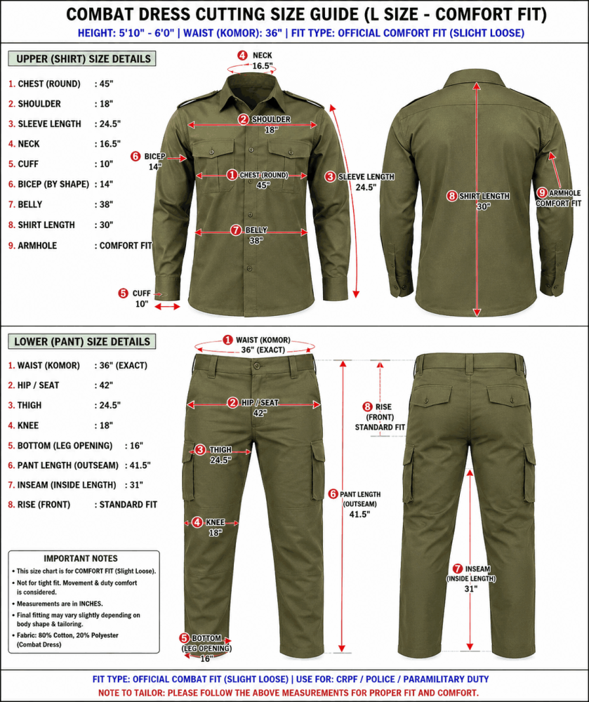CRPF COBRA Commando Combat US Pattern Dress Cotton