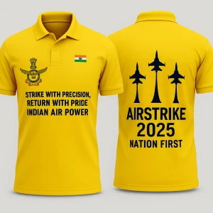 Airstrike 2025 – Nation First | Yellow Dry Fit Collar T-Shirt