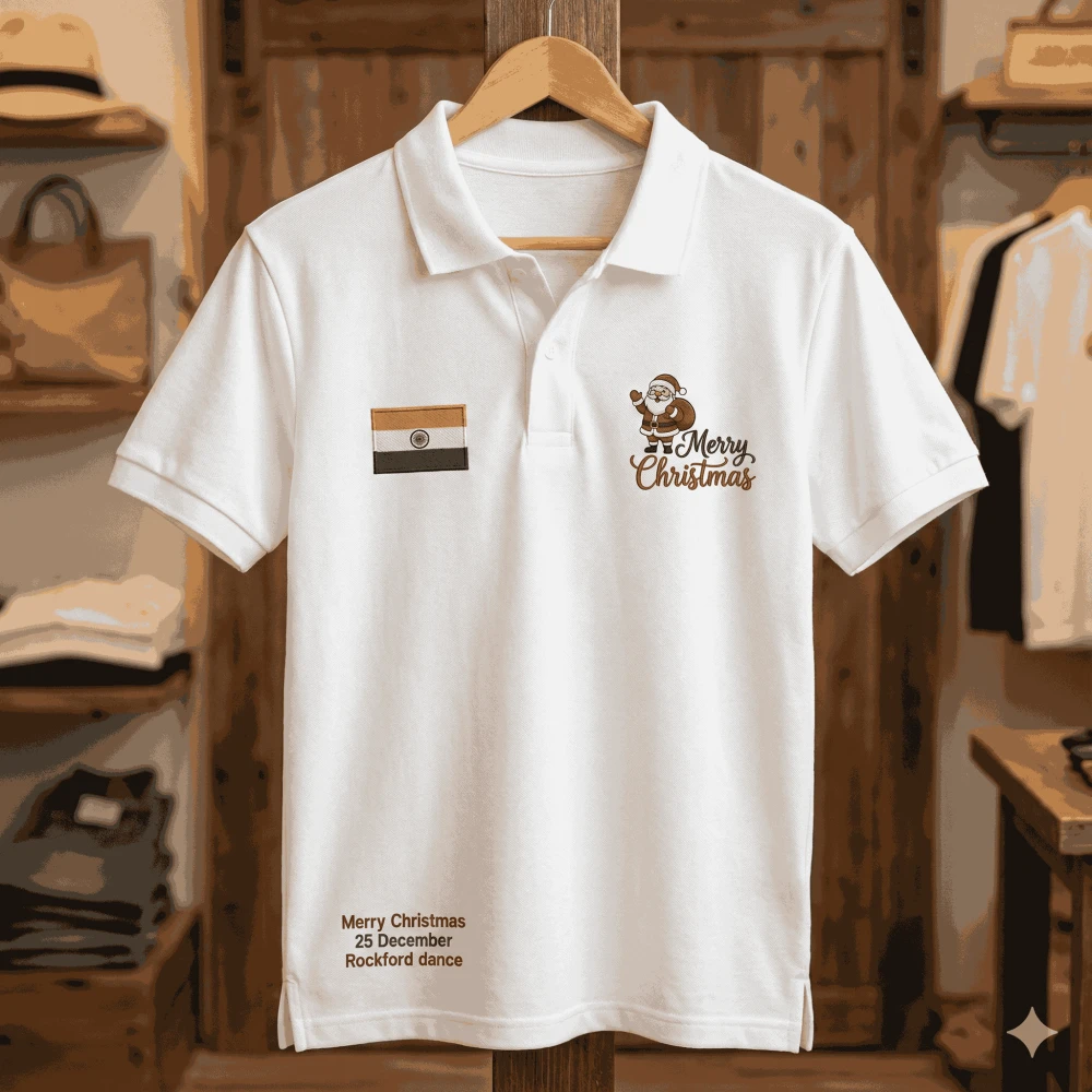 Merry Christmas Logo White Polo Dry-Fit T-Shirt