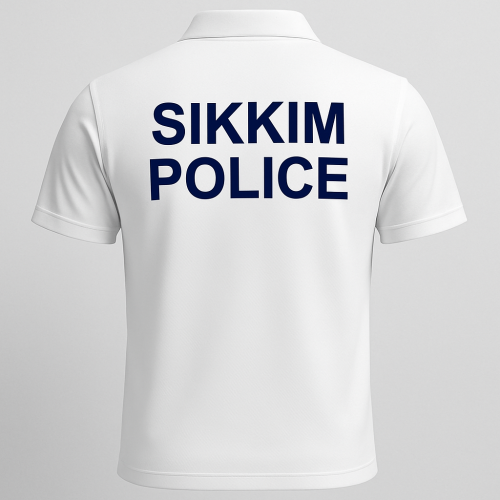 Sikkim Police White Dry-Fit Collar Half Sleeve T-Shirt