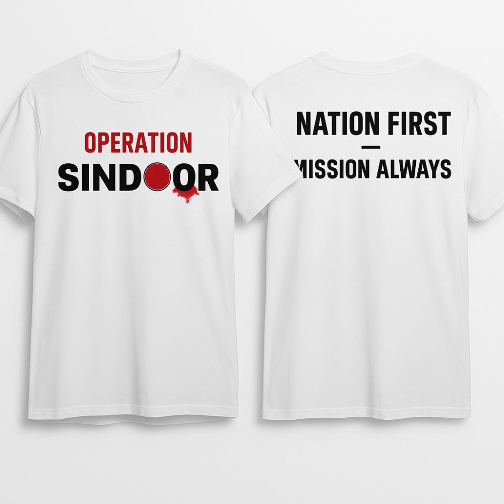 Operation Sindoor Logo Printed White Customized T-shirt – Indian Armed Forces Tribute Edition