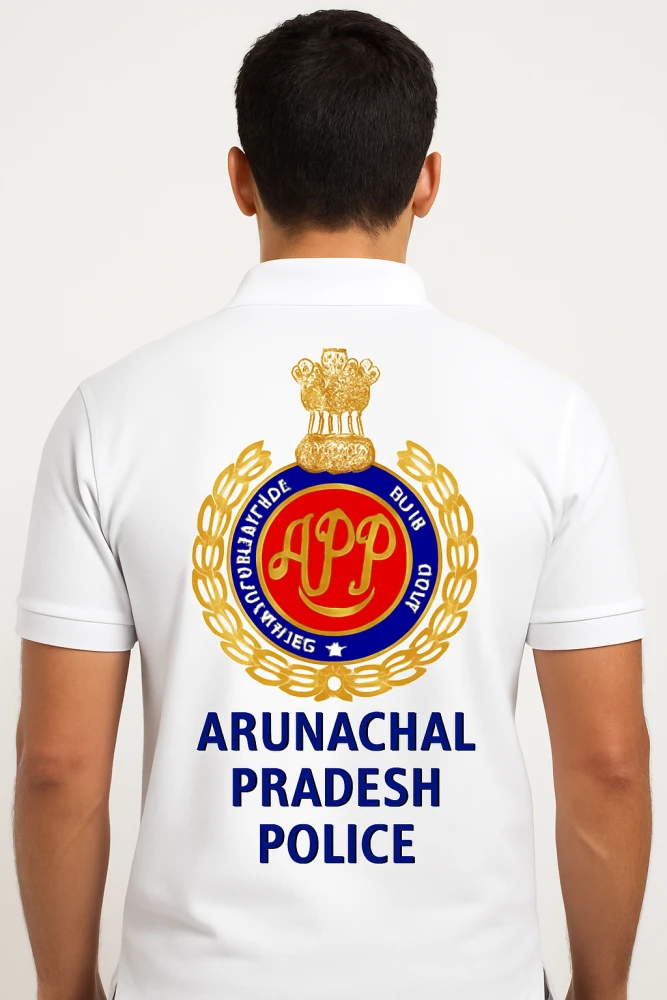 Arunachal Pradesh Police White Dry Fit Collar T-Shirt – Proudly Worn with National Pride