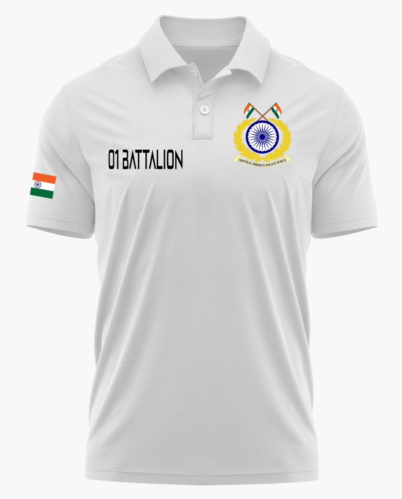 CRPF White Printed Customized T-shirt