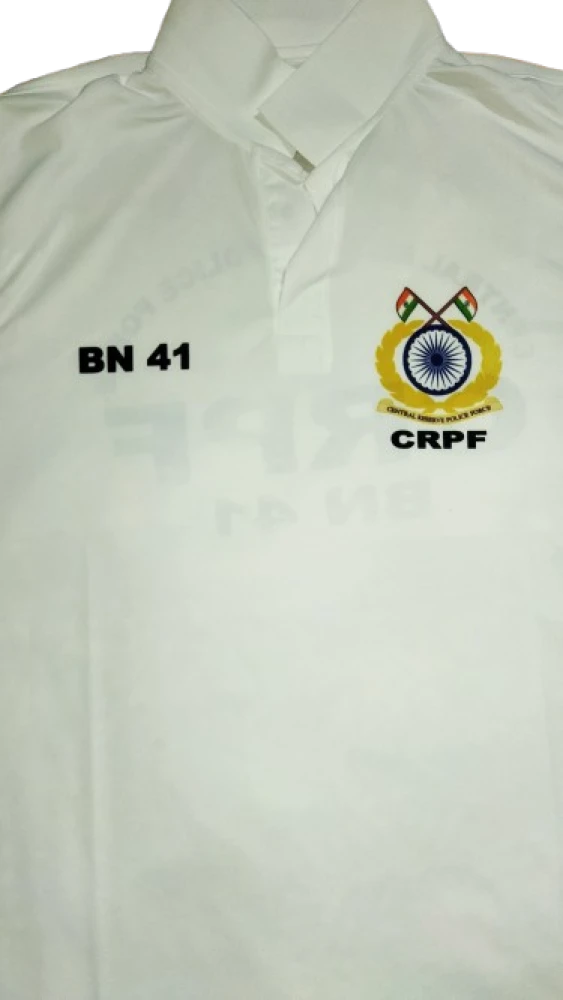 CRPF White Printed Customized T-shirt