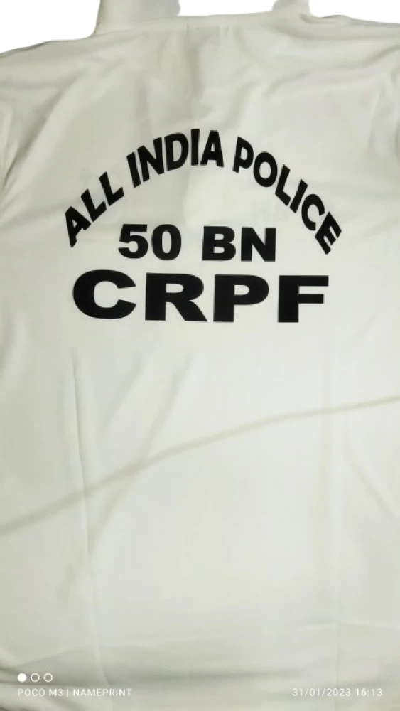 CRPF White Printed Customized T-shirt