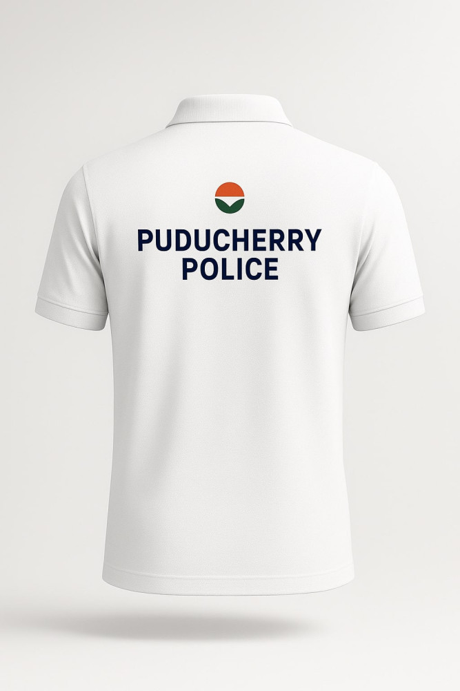 Puducherry Police Gray Dry-Fit Collar Half Sleeve T-Shirt