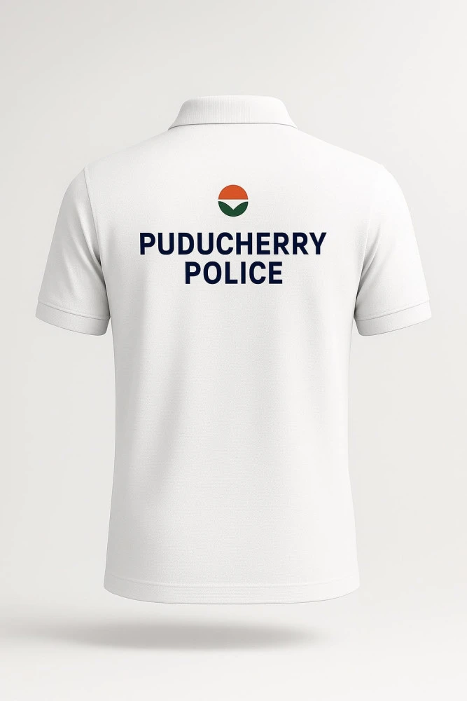 Puducherry Police Gray Dry-Fit Collar Half Sleeve T-Shirt