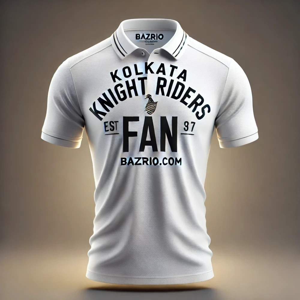 Kolkata Knight Riders Fan White Customized Collar Dry-Fit T-Shirt