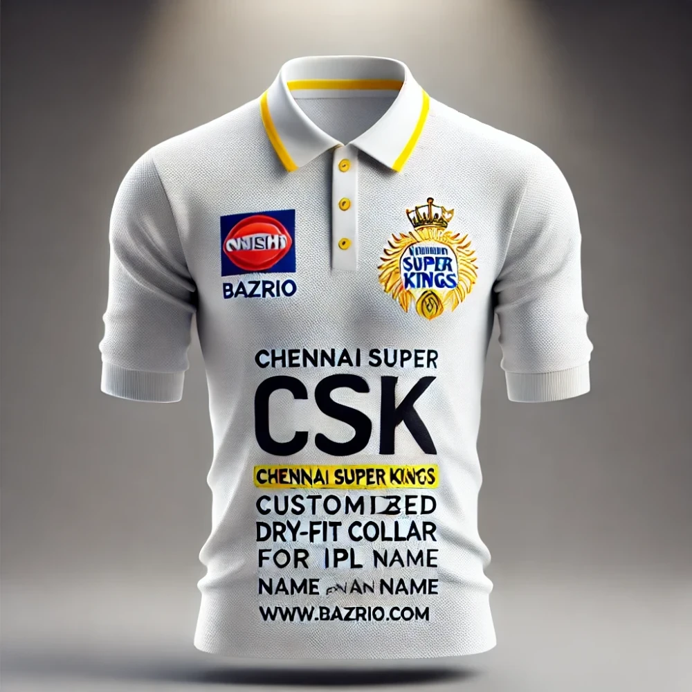 Chennai Super Kings Customized White Dry-Fit Collar T-Shirt Buy Online