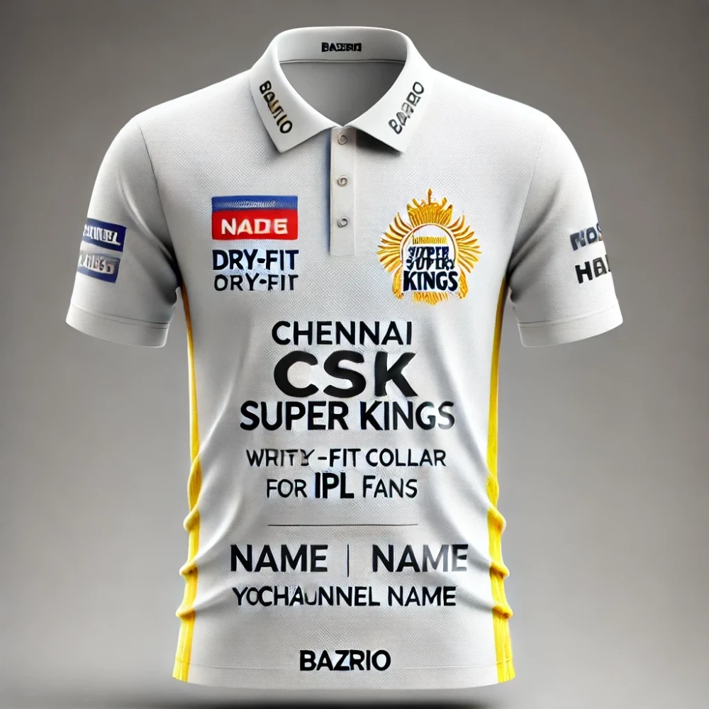 Chennai Super Kings Customized White Dry-Fit Collar T-Shirt Buy Online