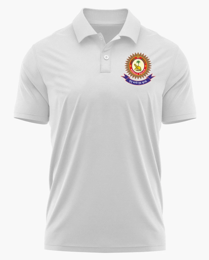 Kerala Police Logo White Printed Customized T-Shirt