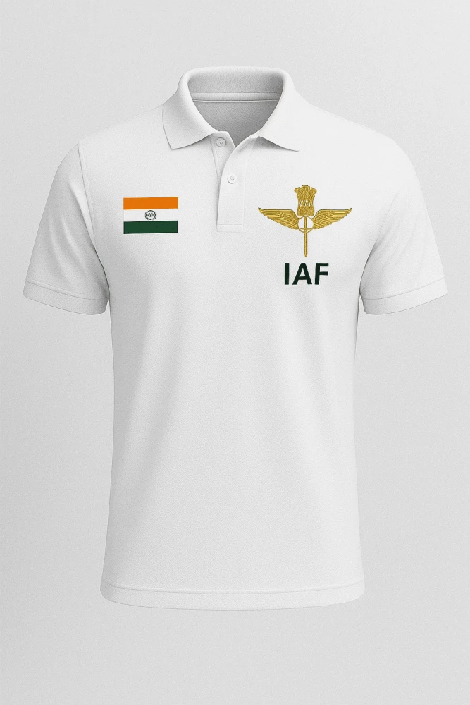 Garud Commando Force – (IAF Special Force) White Dry-Fit Collar Half Sleeve T-Shirt