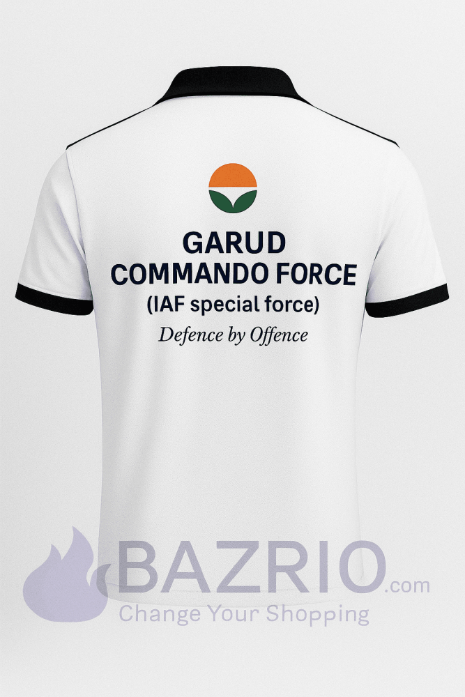 Garud Commando Force – (IAF Special Force) White Dry-Fit Collar Half Sleeve T-Shirt