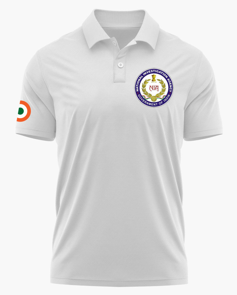 National Investigation Agency (NIA) Logo Printed White Customized T-shirt
