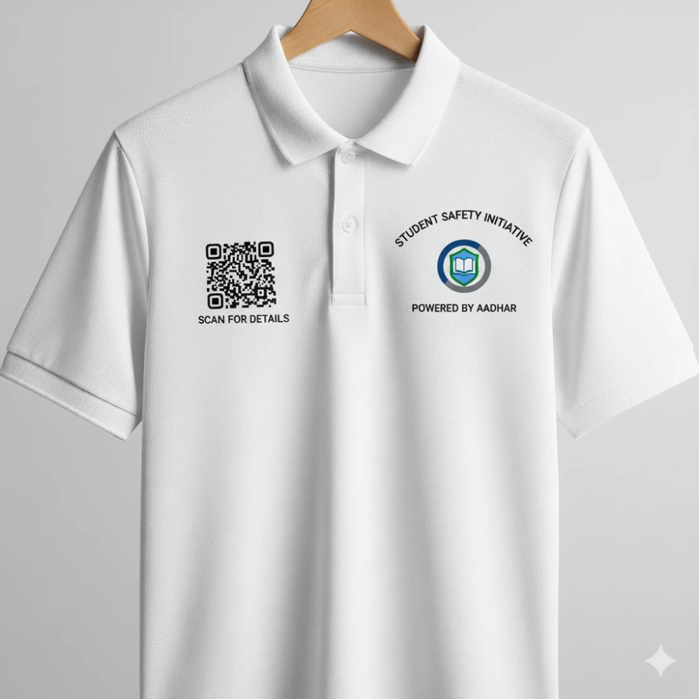Student Safety Dry-Fit Polo T-shirt with QR Code (Aadhaar Integrated)