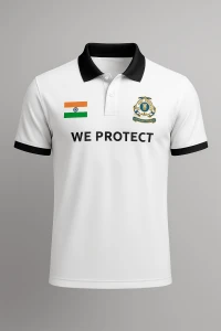 Indian Coast Guard White Dry-Fit Collar Half Sleeve T-Shirt